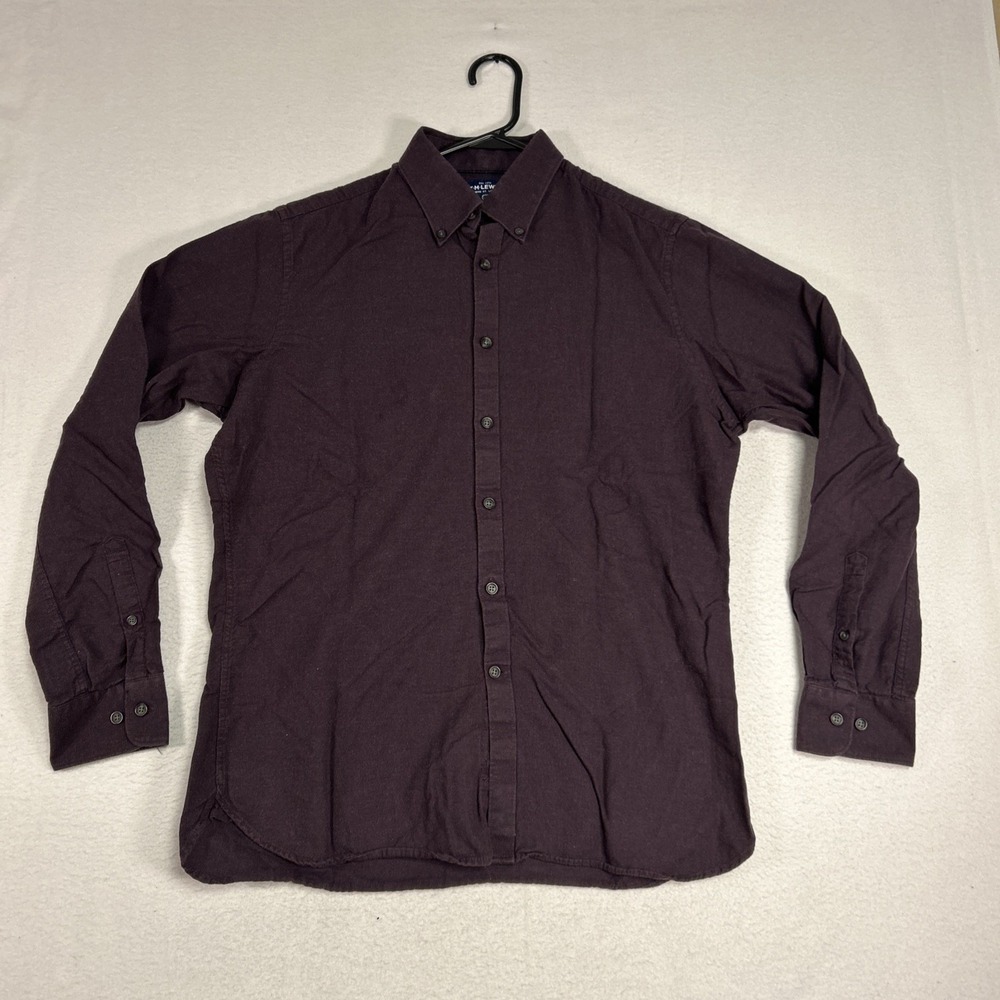 TM Lewin Shirt Mens Medium Maroon Wool Blend St London Long Sleeve Button Down
